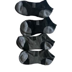 Puma Youth Large Ankle Socks - Gray & Black - 4 Pairs